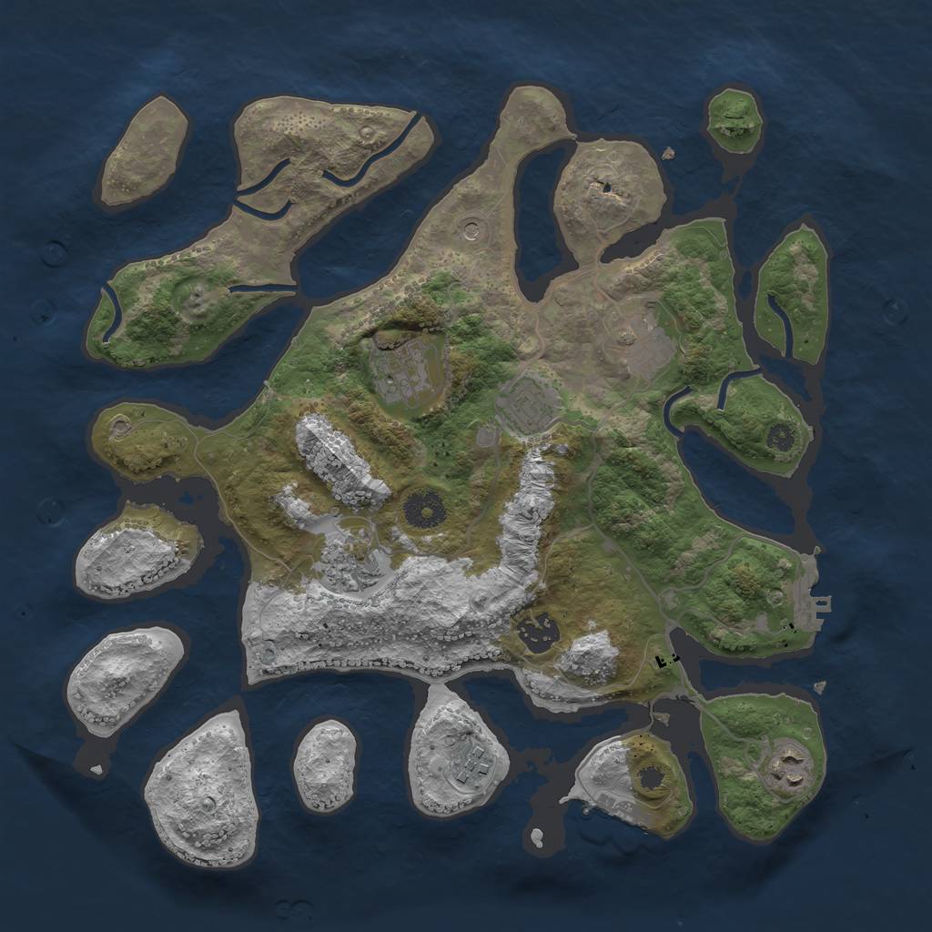 Rust Map: Procedural Map, Size: 3500, Seed: 552698864, 12 Monuments
