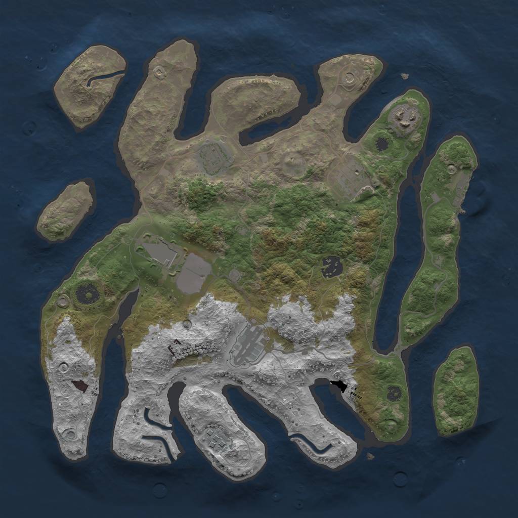 Rust Map: Procedural Map, Size: 3500, Seed: 22614, 11 Monuments
