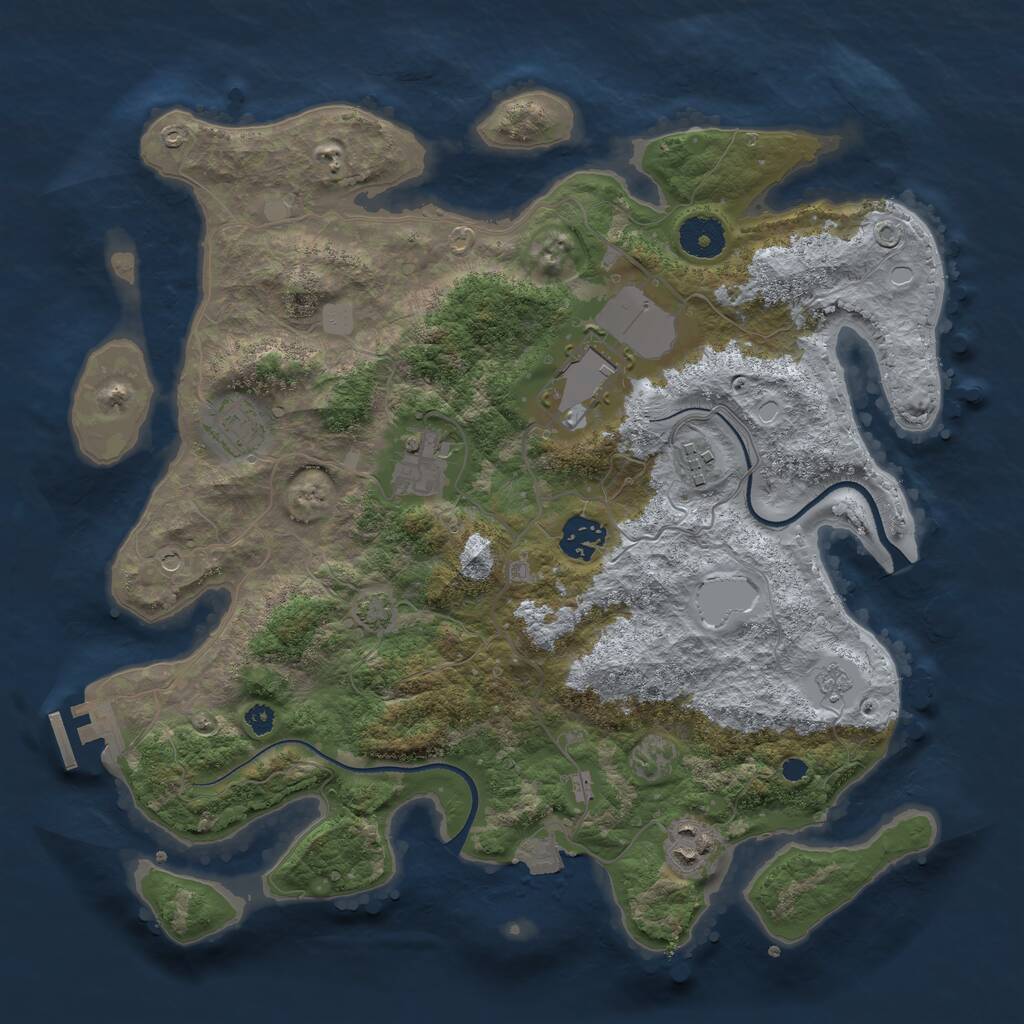 Rust Map: Procedural Map, Size: 3500, Seed: 28563781, 11 Monuments