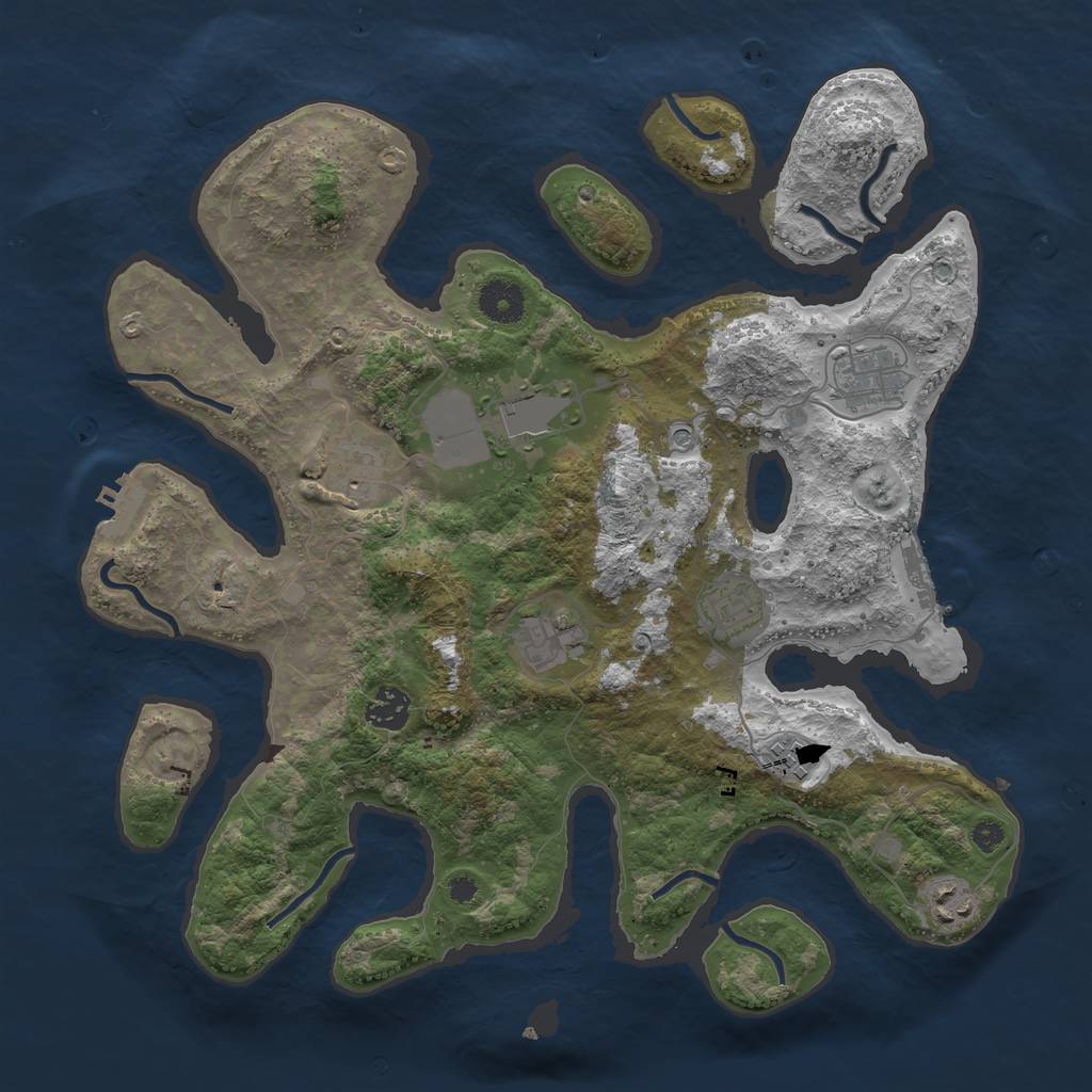 Rust Map: Procedural Map, Size: 3700, Seed: 2342, 13 Monuments
