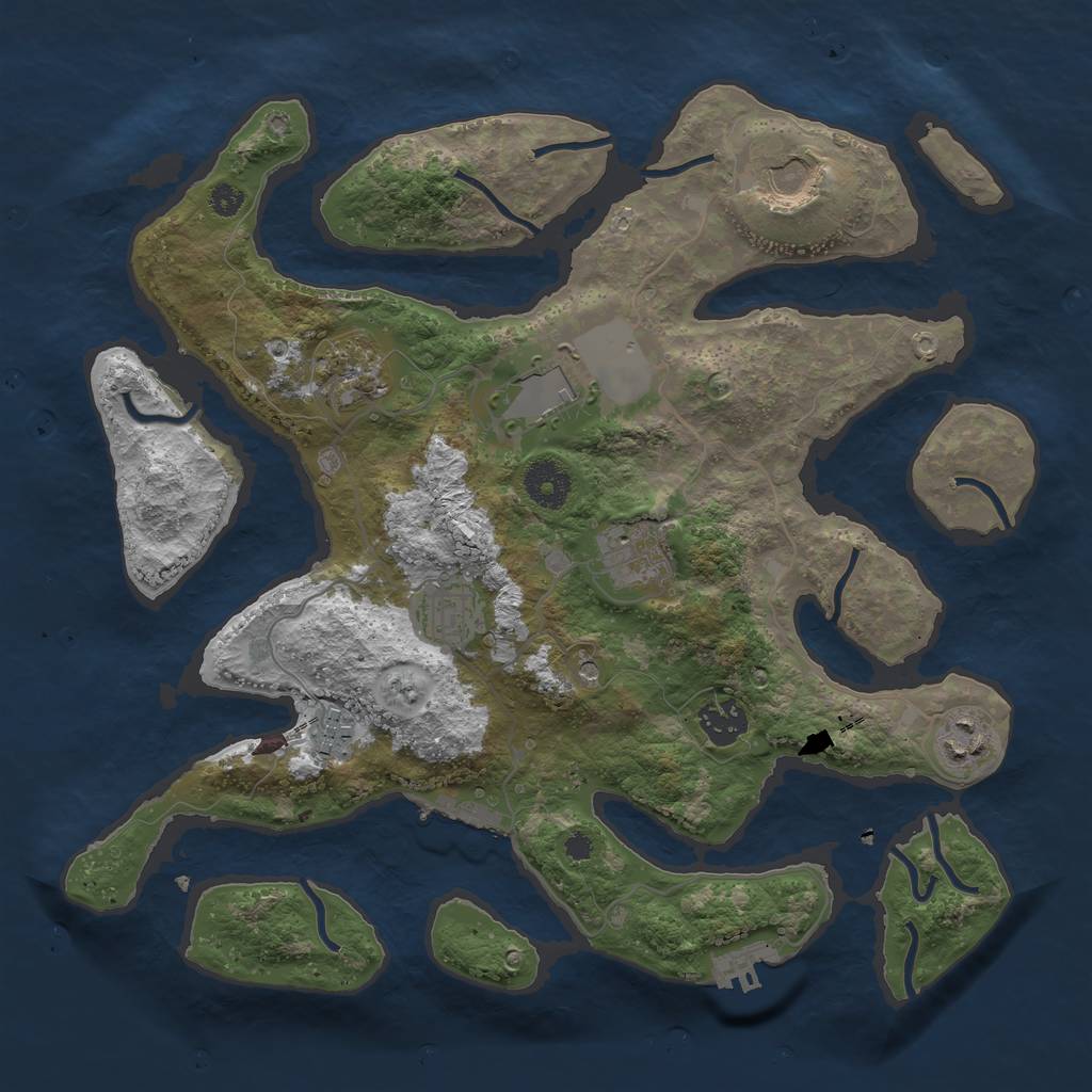 Rust Map: Procedural Map, Size: 3500, Seed: 42316, 13 Monuments