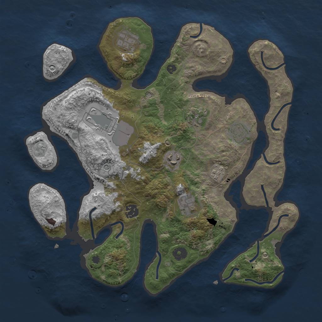 Rust Map: Procedural Map, Size: 3500, Seed: 3434, 11 Monuments