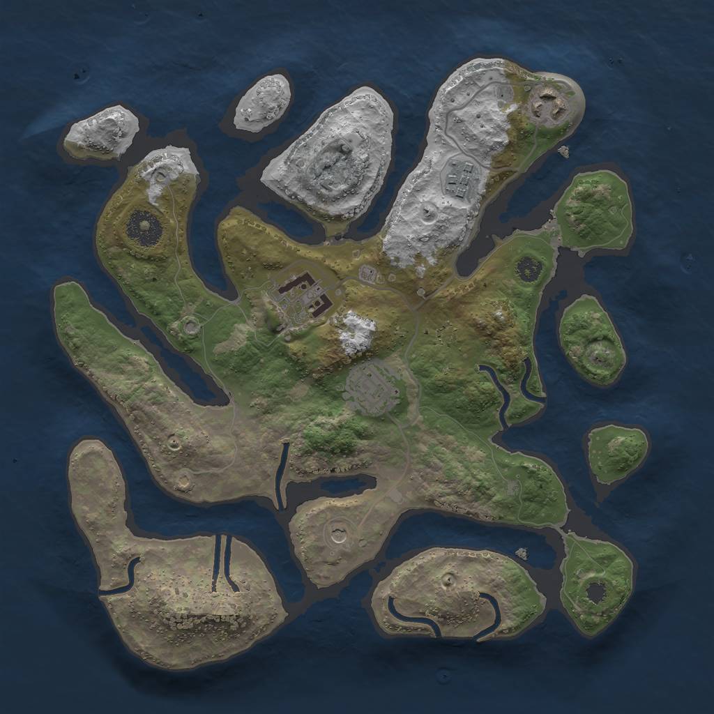 Rust Map: Procedural Map, Size: 3000, Seed: 2146175986, 7 Monuments