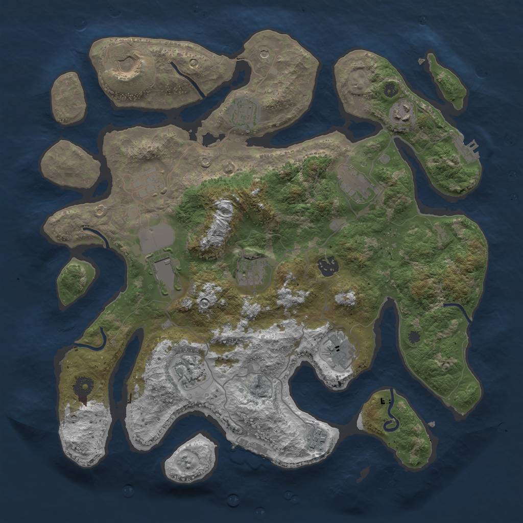 Rust Map: Procedural Map, Size: 3850, Seed: 2066297705, 16 Monuments