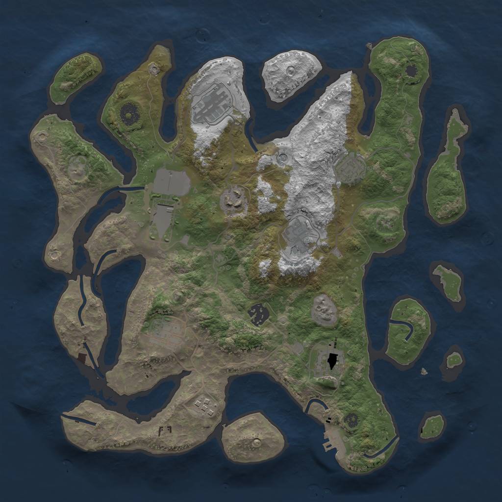 Rust Map: Procedural Map, Size: 3600, Seed: 212850862, 13 Monuments