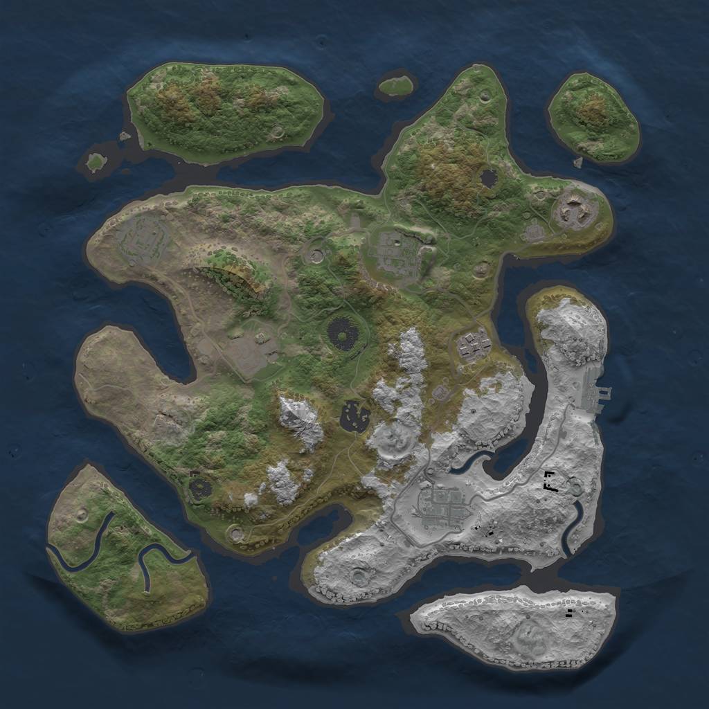 Rust Map: Procedural Map, Size: 3400, Seed: 255641838, 11 Monuments