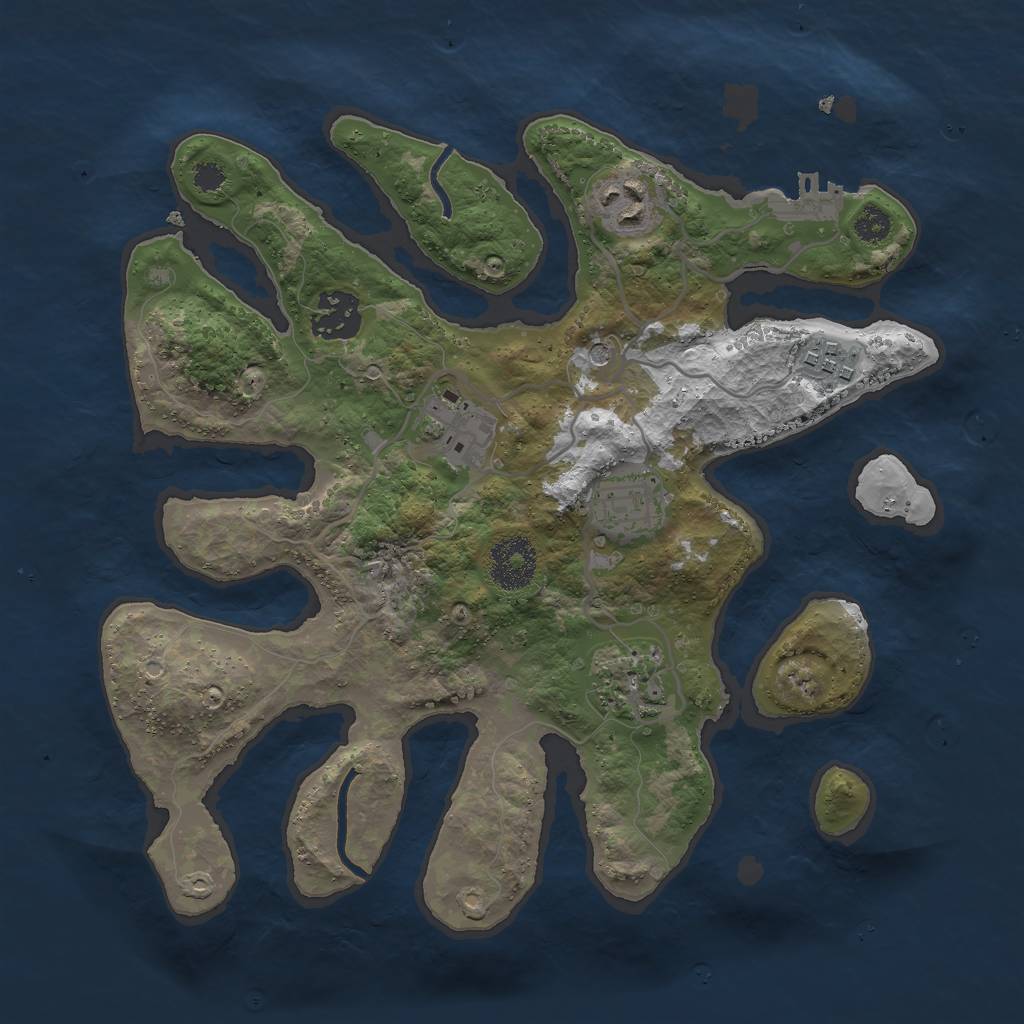 Rust Map: Procedural Map, Size: 3000, Seed: 1175178778, 10 Monuments