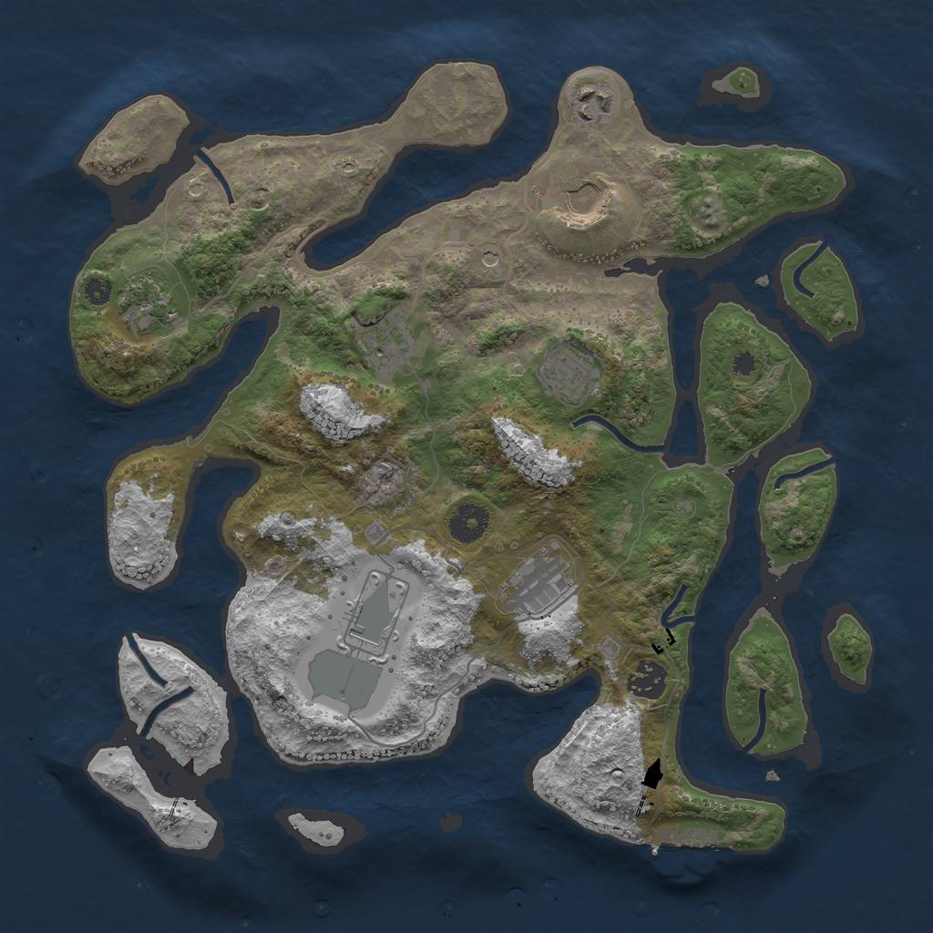 Rust Map: Procedural Map, Size: 3600, Seed: 1742045080, 12 Monuments