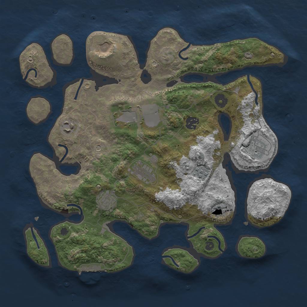 Rust Map: Procedural Map, Size: 3500, Seed: 816492, 12 Monuments