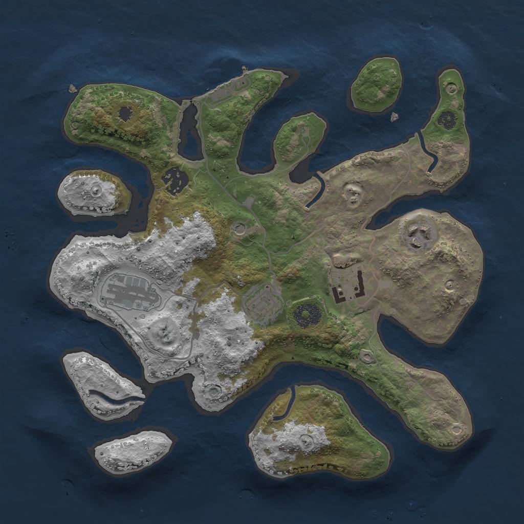 Rust Map: Procedural Map, Size: 3000, Seed: 2423214, 9 Monuments