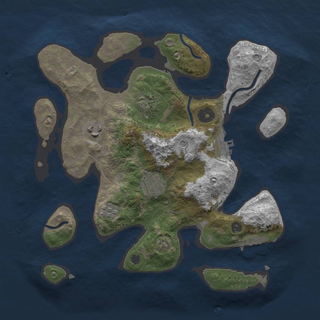 Rust Map: Procedural Map, Size: 3000, Seed: 662578, 9 Monuments