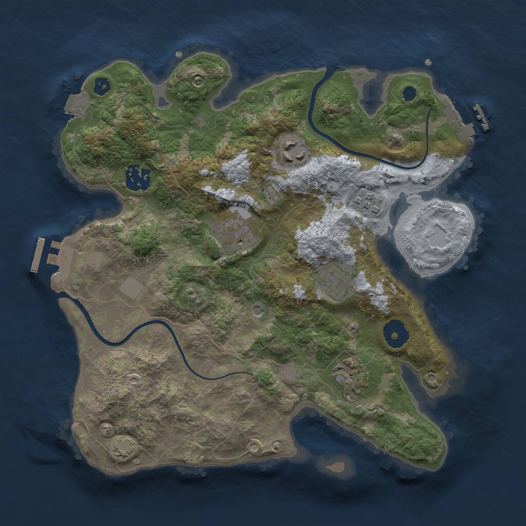 Rust Map: Procedural Map, Size: 3000, Seed: 354641, 11 Monuments