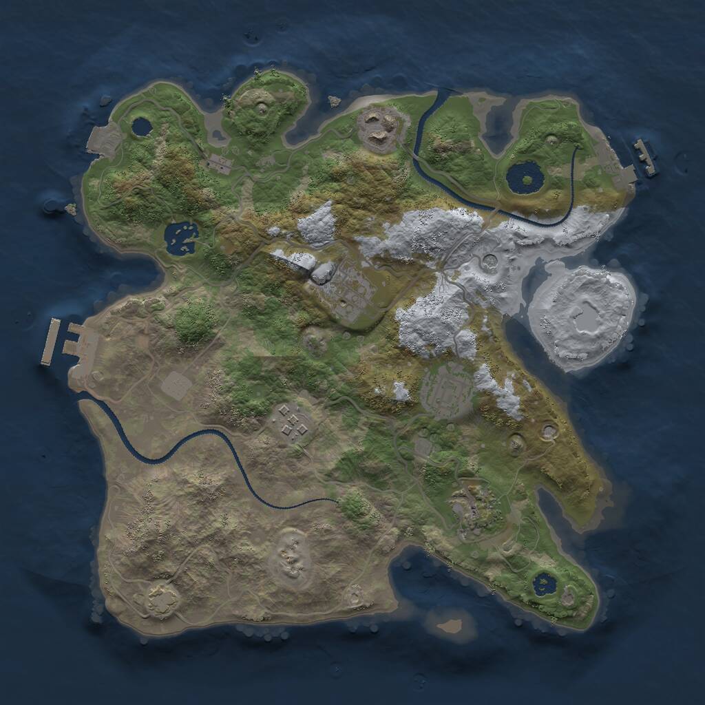 Rust Map: Procedural Map, Size: 3000, Seed: 354641, 11 Monuments