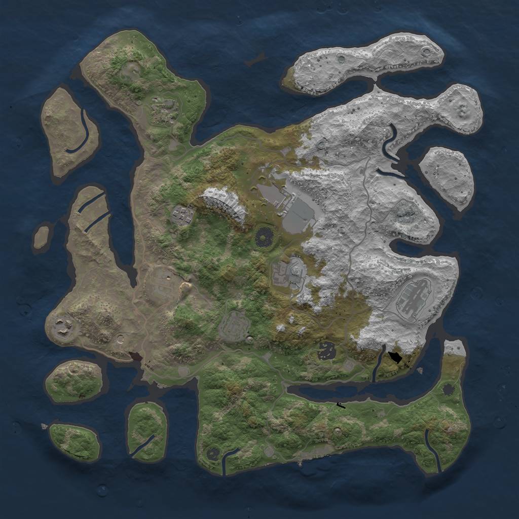 Rust Map: Procedural Map, Size: 4000, Seed: 14122, 13 Monuments