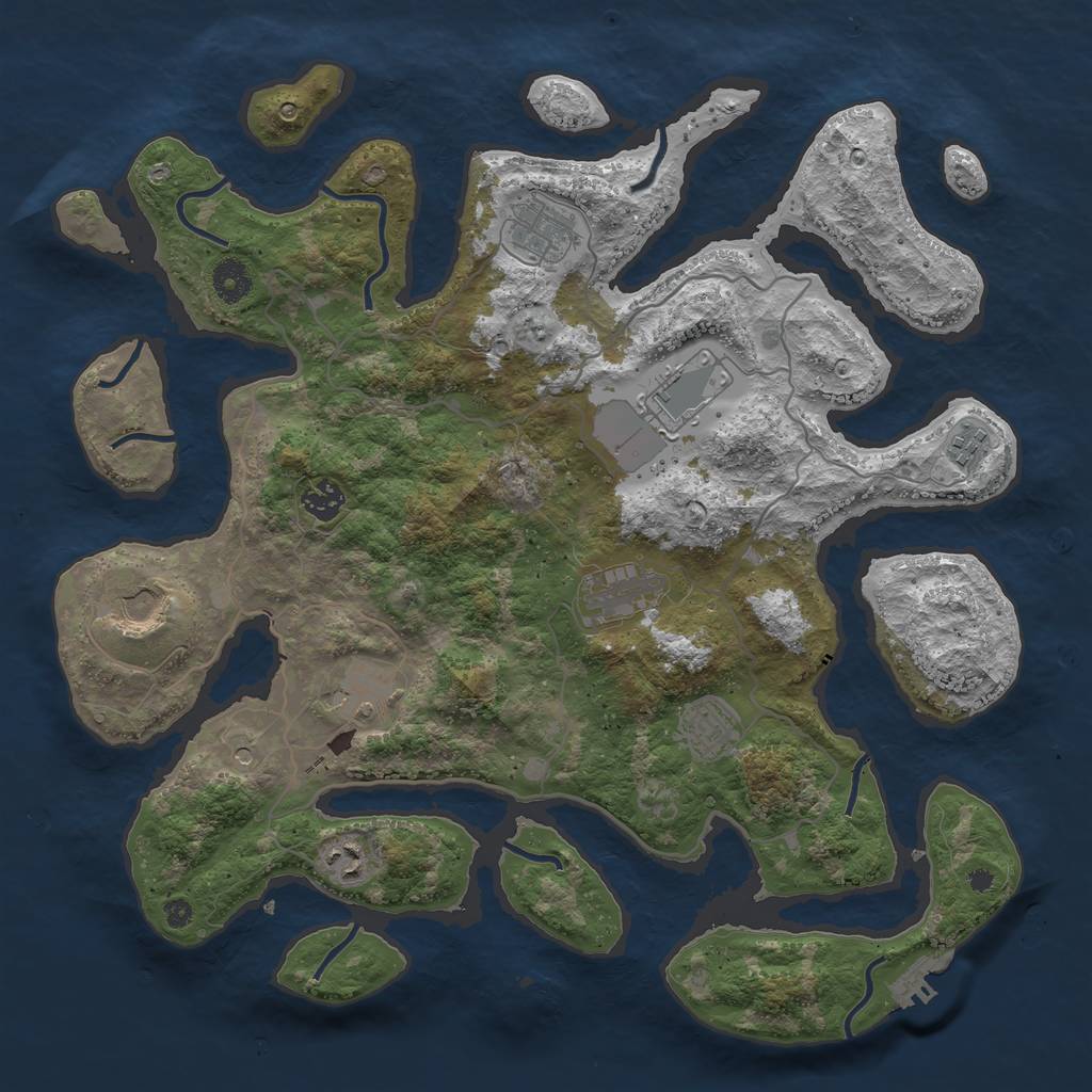 Rust Map: Procedural Map, Size: 4000, Seed: 706633607, 13 Monuments