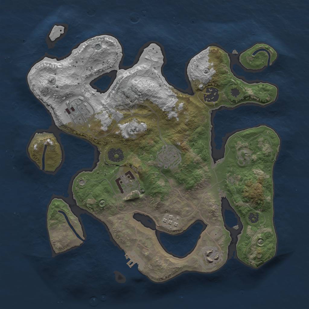 Rust Map: Procedural Map, Size: 3000, Seed: 266799, 9 Monuments