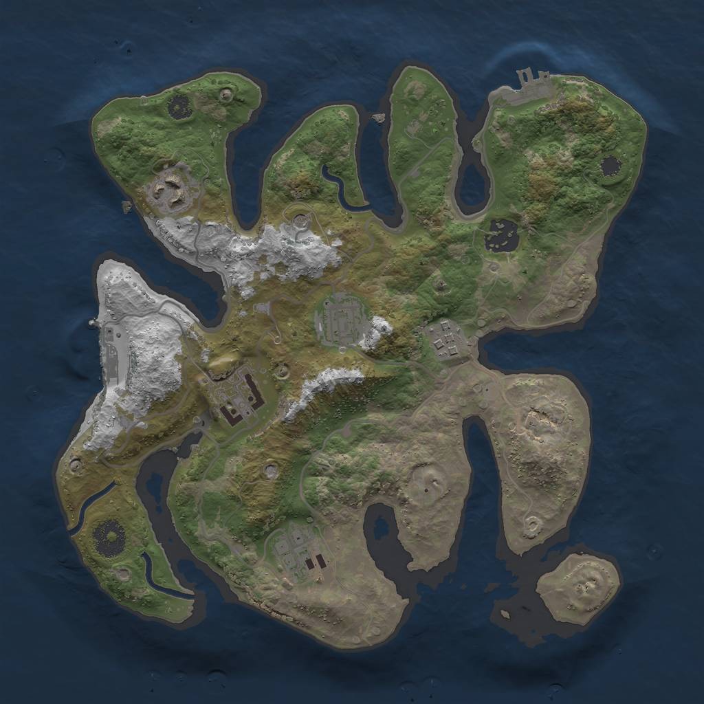 Rust Map: Procedural Map, Size: 3000, Seed: 1008803219, 11 Monuments