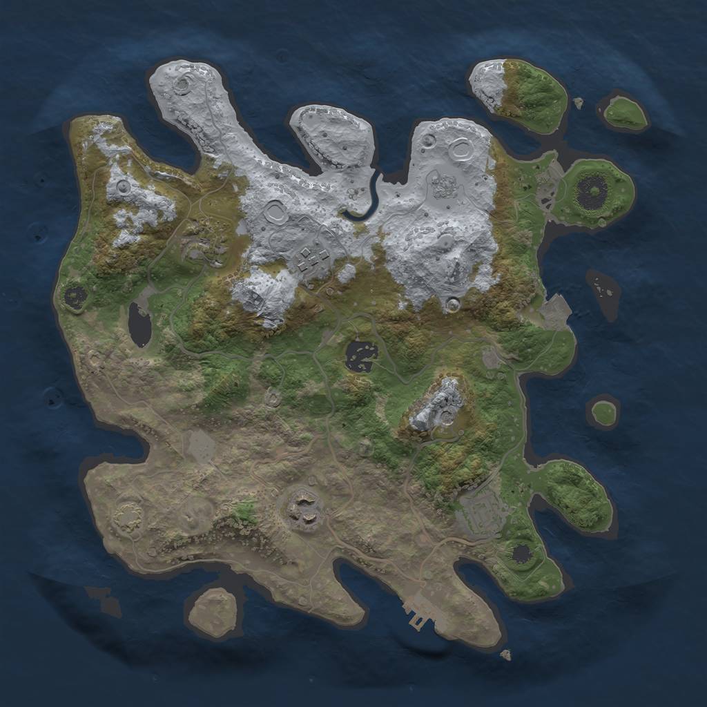 Rust Map: Procedural Map, Size: 3200, Seed: 2005990896, 12 Monuments