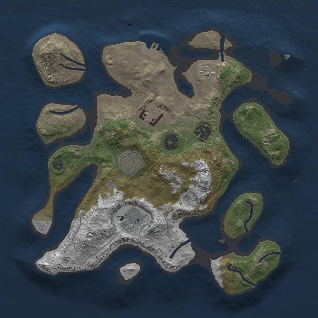 Rust Map: Procedural Map, Size: 3000, Seed: 3474787, 9 Monuments