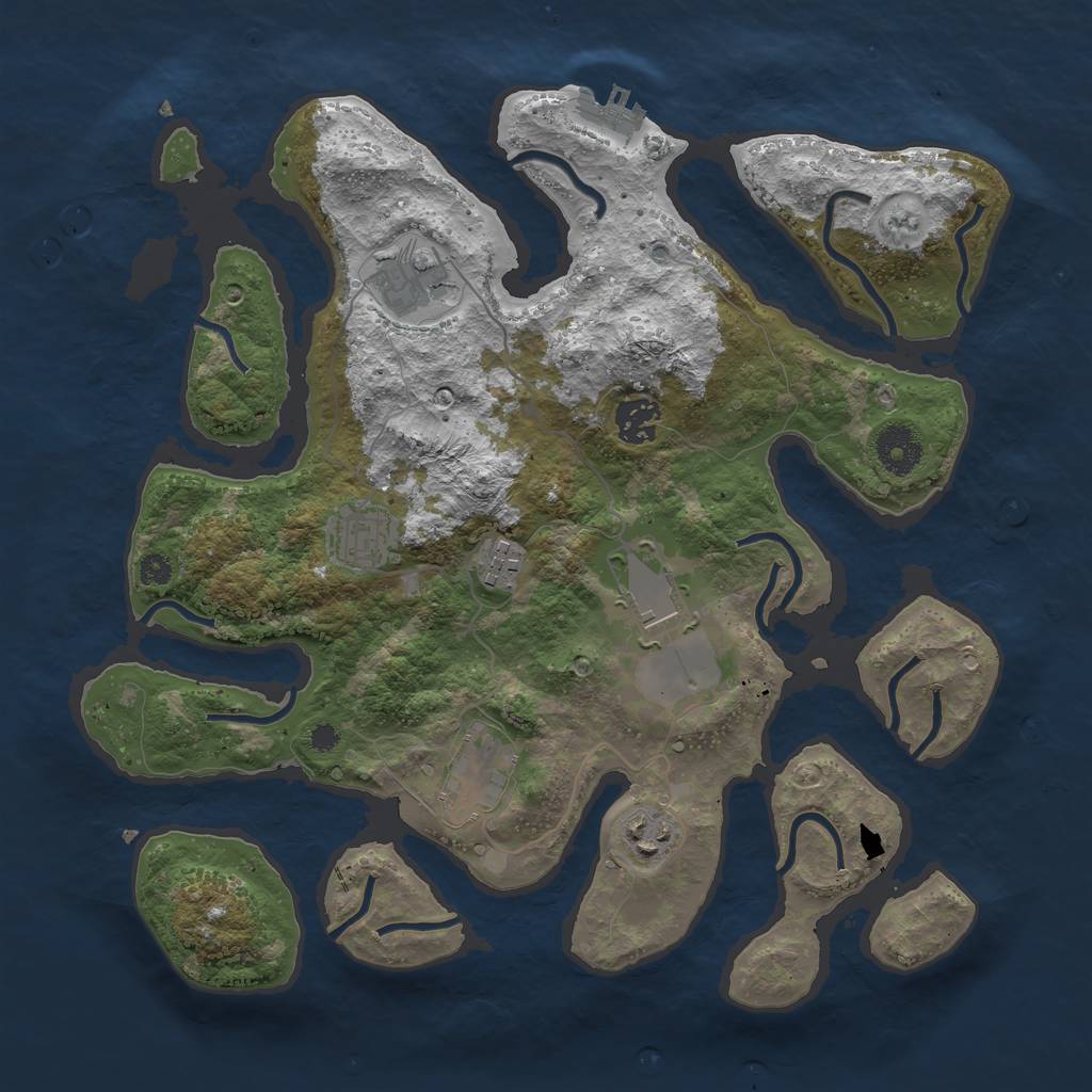 Rust Map: Procedural Map, Size: 3500, Seed: 35785, 10 Monuments