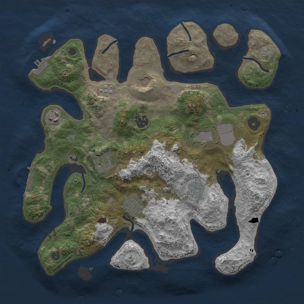 Rust Map: Procedural Map, Size: 3600, Seed: 937100689, 13 Monuments