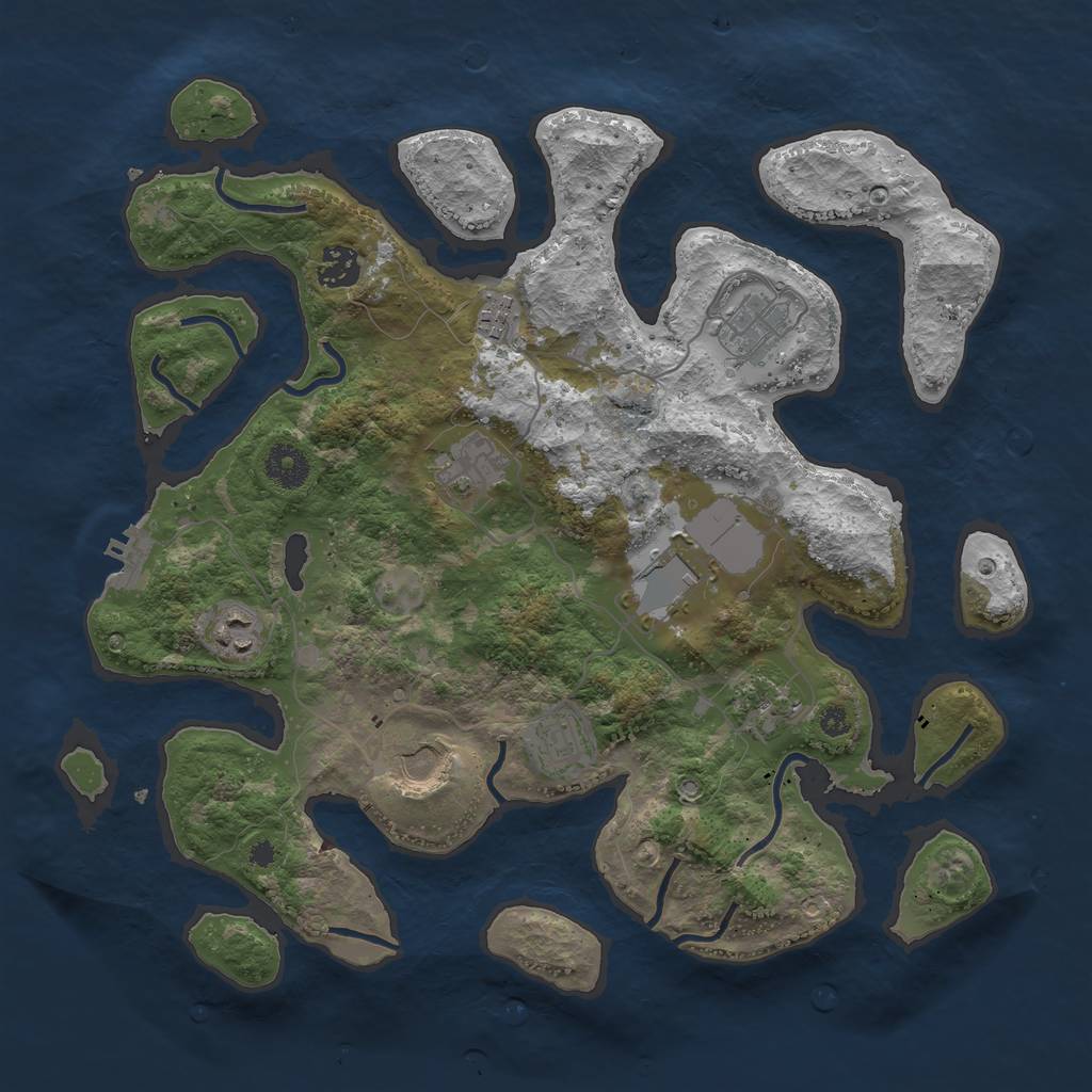 Rust Map: Procedural Map, Size: 3700, Seed: 456101715, 12 Monuments