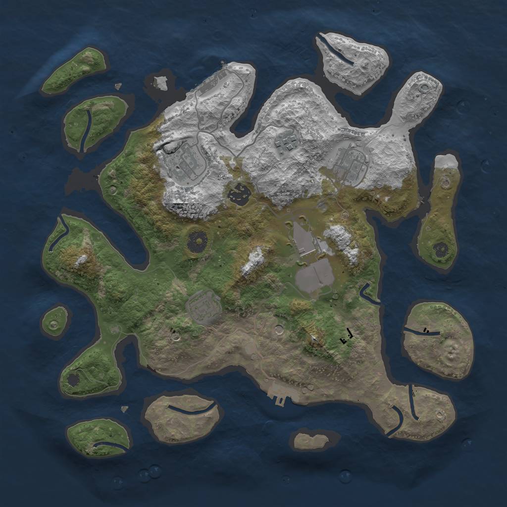 Rust Map: Procedural Map, Size: 3500, Seed: 43168029, 11 Monuments