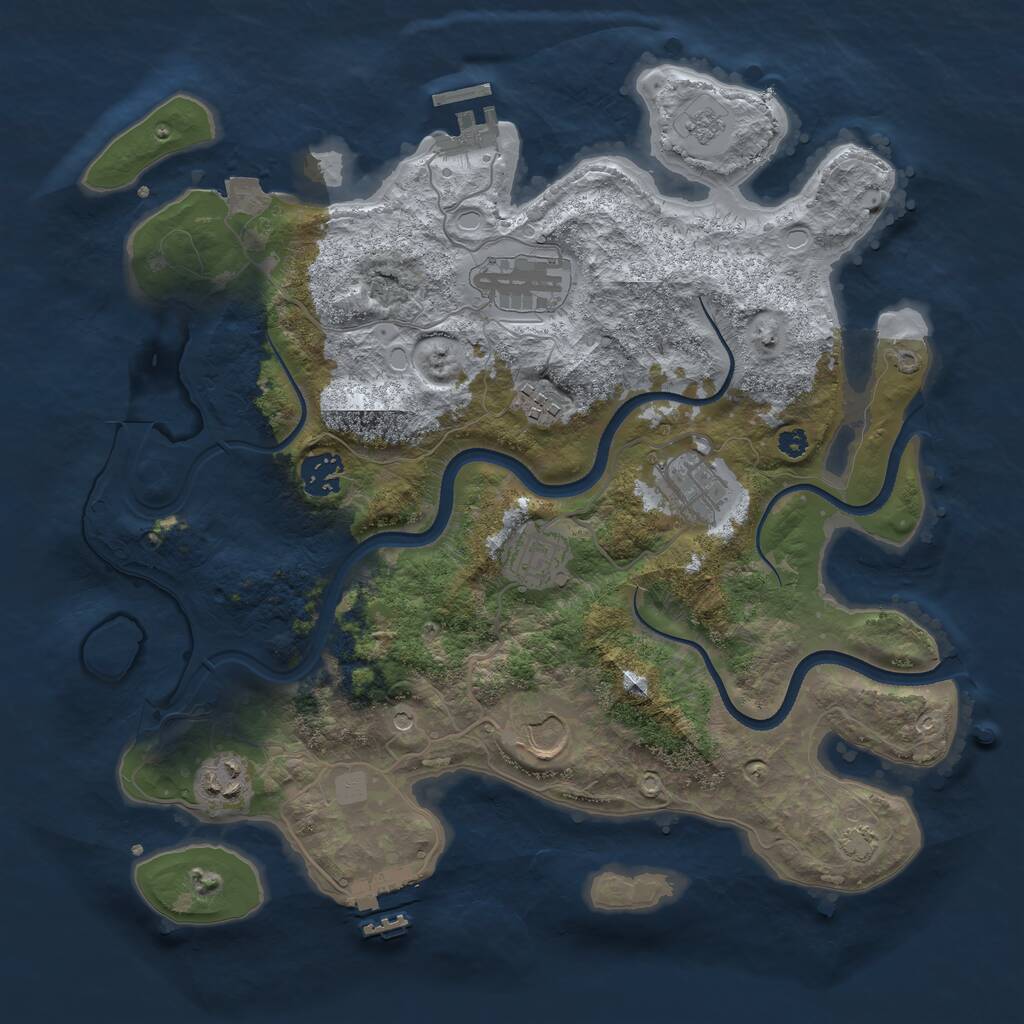 Rust Map: Procedural Map, Size: 3500, Seed: 43168029, 13 Monuments