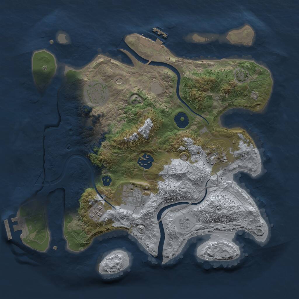 Rust Map: Procedural Map, Size: 3000, Seed: 848394422, 11 Monuments