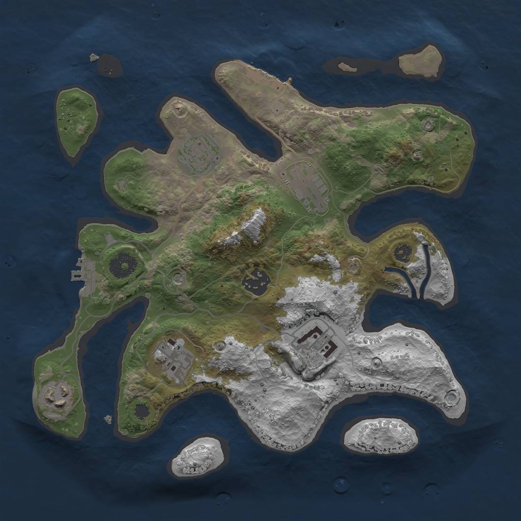 Rust Map: Procedural Map, Size: 3000, Seed: 848394422, 11 Monuments