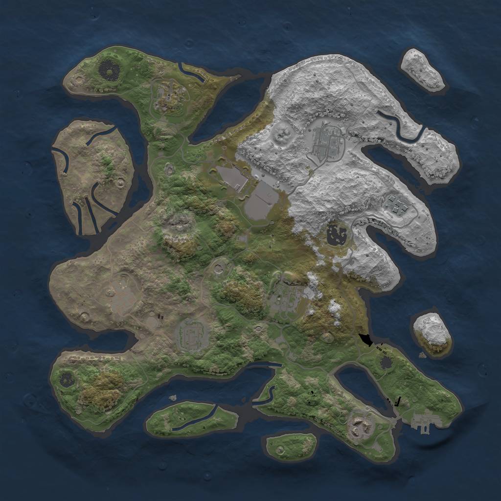 Rust Map: Procedural Map, Size: 3532, Seed: 1947584851, 13 Monuments