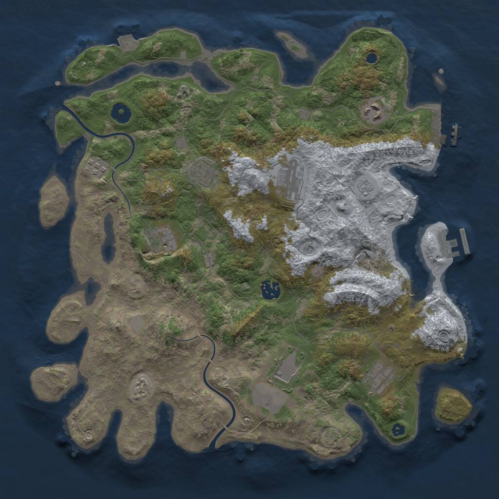 Rust Map: Procedural Map, Size: 3800, Seed: 373637137, 14 Monuments