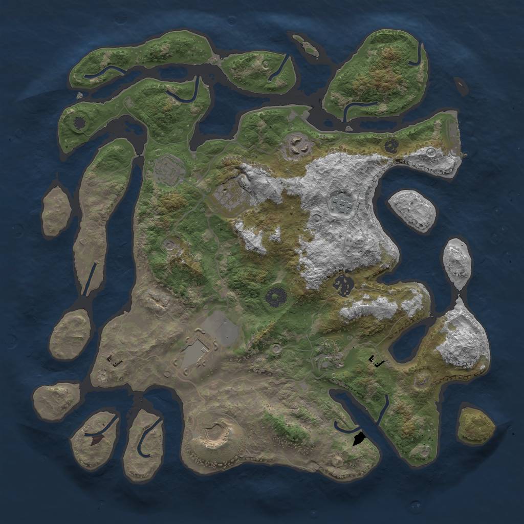 Rust Map: Procedural Map, Size: 3800, Seed: 373637137, 12 Monuments