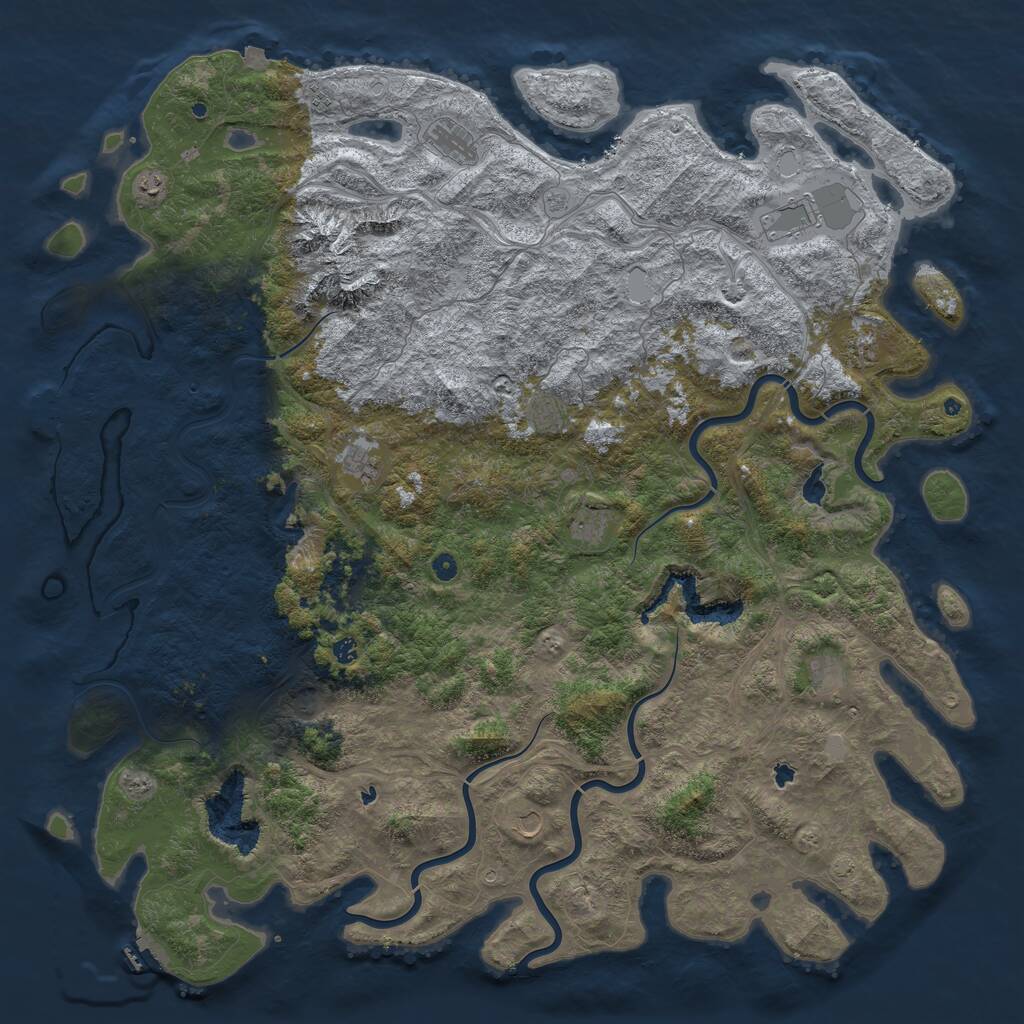 Rust Map: Procedural Map, Size: 6000, Seed: 1414674986, 17 Monuments