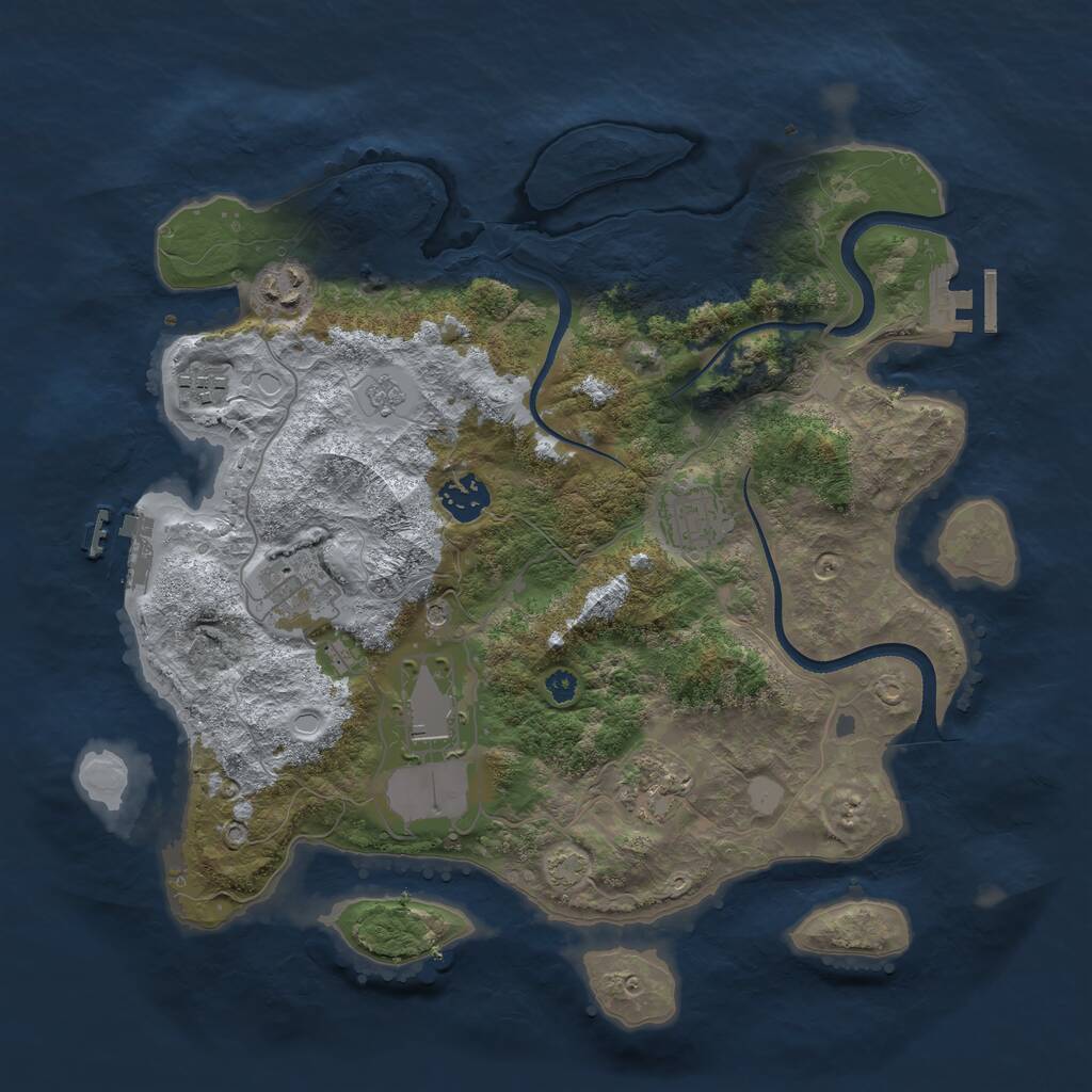 Rust Map: Procedural Map, Size: 3500, Seed: 829535434, 13 Monuments
