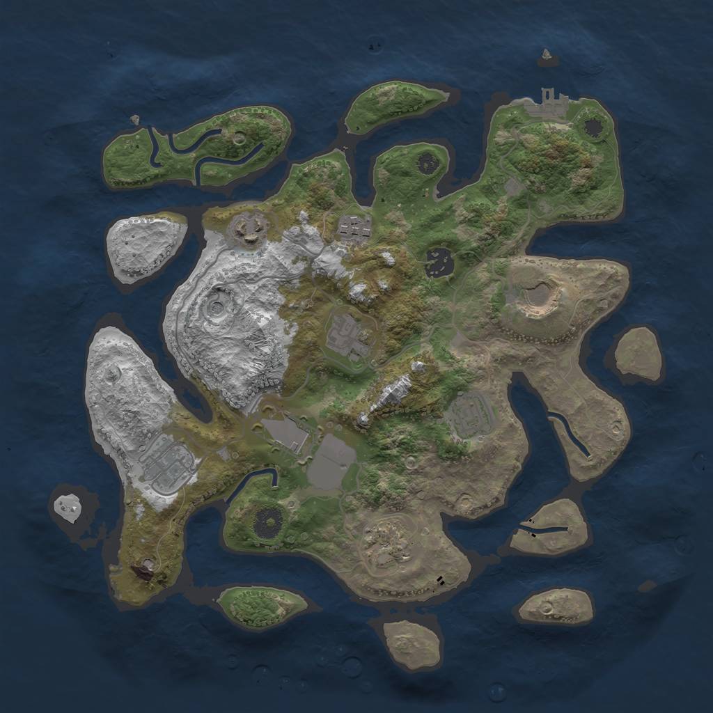 Rust Map: Procedural Map, Size: 3500, Seed: 829535434, 13 Monuments