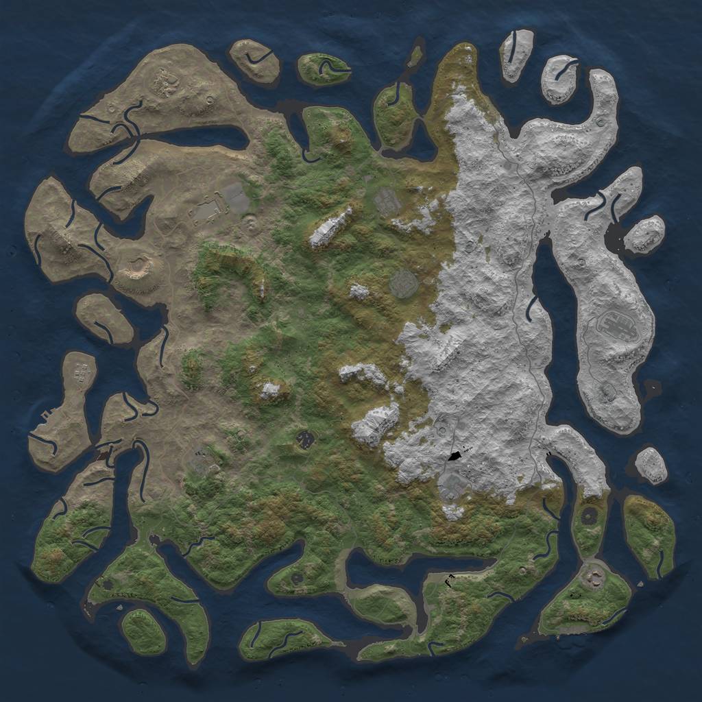 Rust Map: Procedural Map, Size: 6000, Seed: 273137144, 16 Monuments