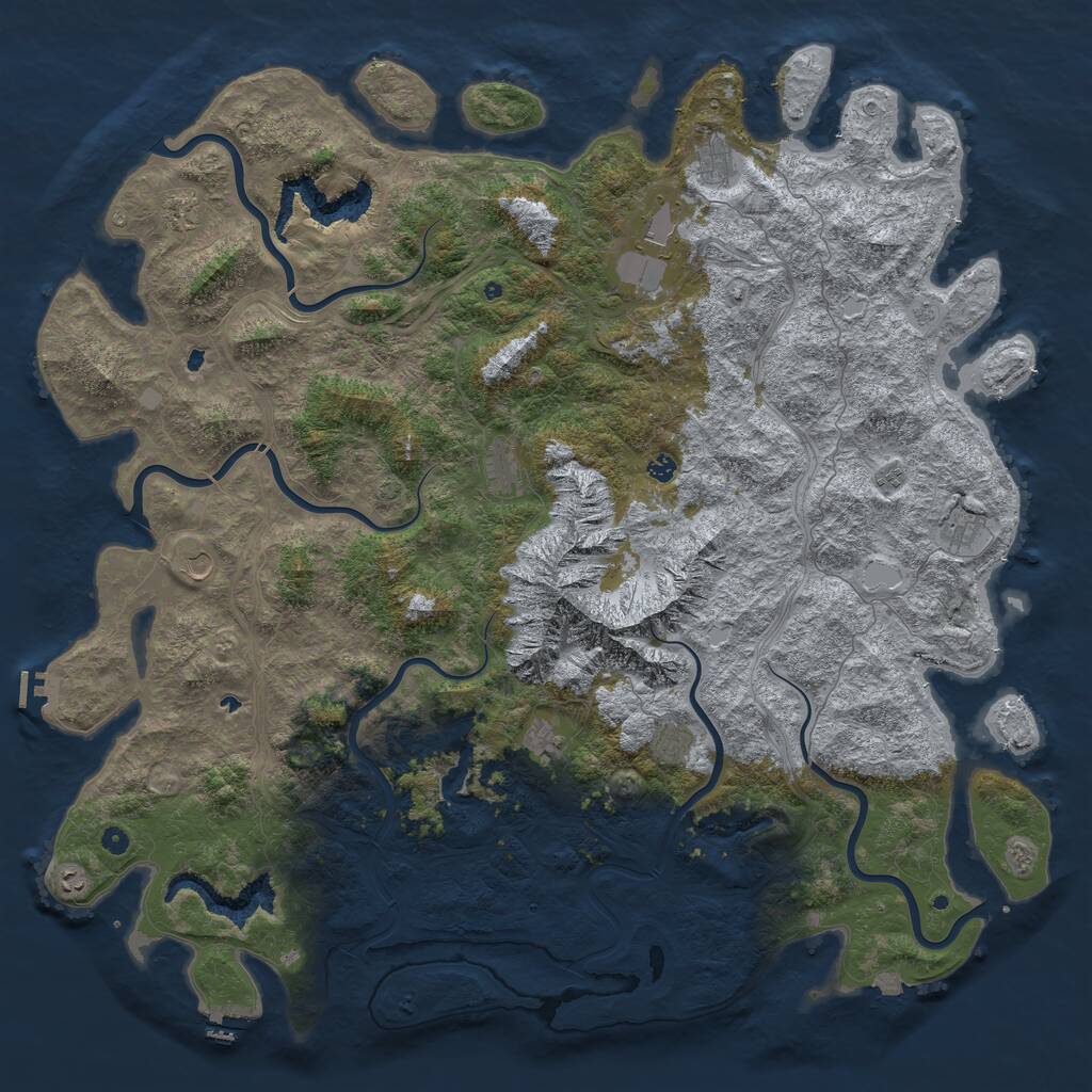 Rust Map: Procedural Map, Size: 6000, Seed: 273137144, 17 Monuments