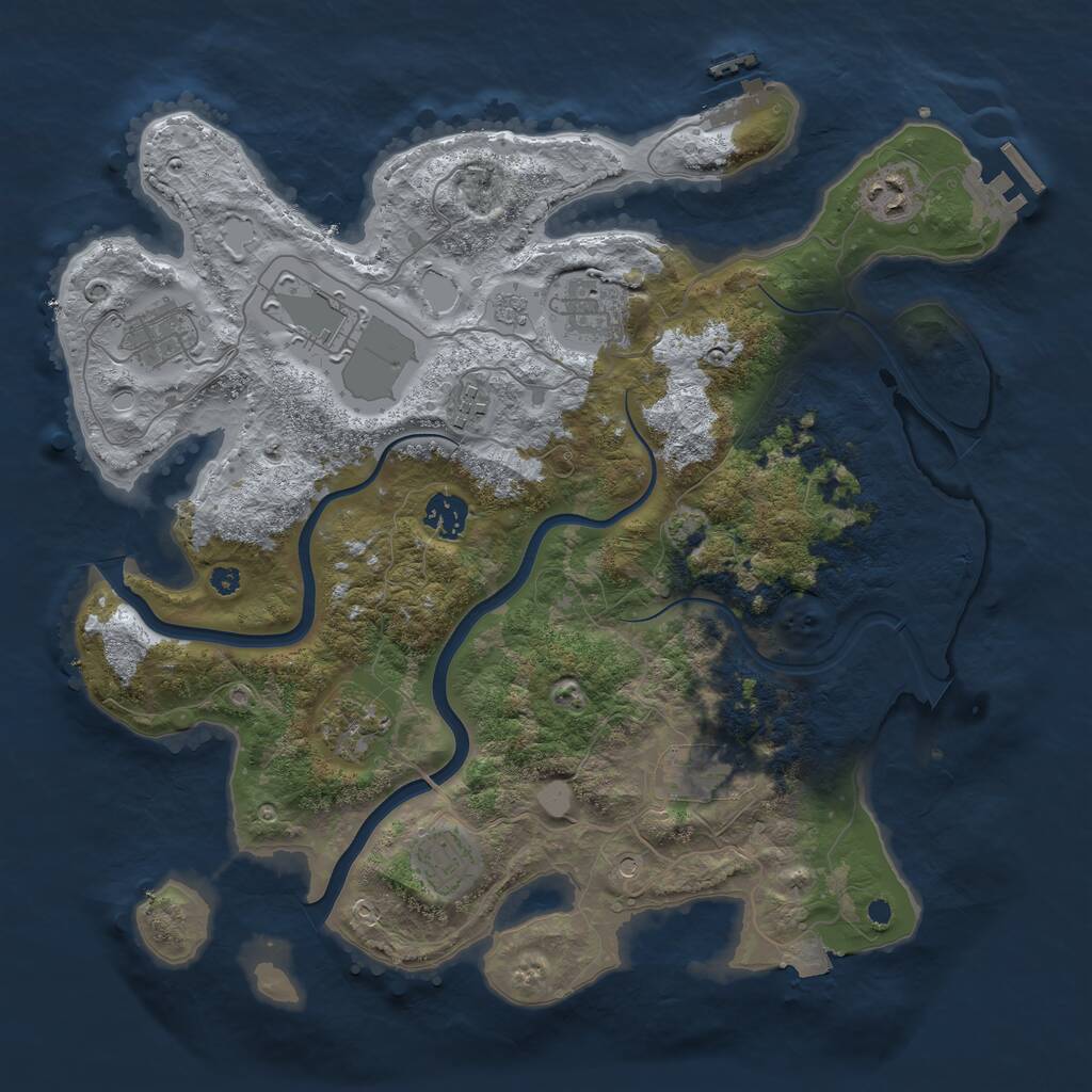 Rust Map: Procedural Map, Size: 3700, Seed: 3257114, 15 Monuments