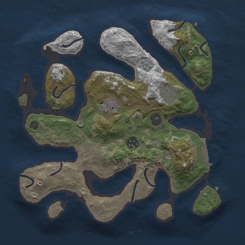 Rust Map: Procedural Map, Size: 3000, Seed: 896357780, 8 Monuments