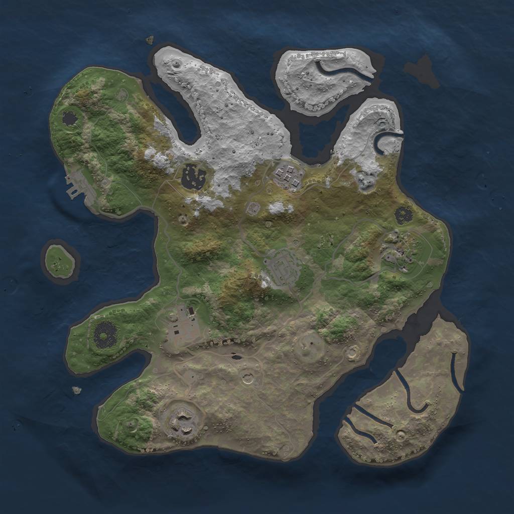 Rust Map: Procedural Map, Size: 3000, Seed: 542733, 10 Monuments