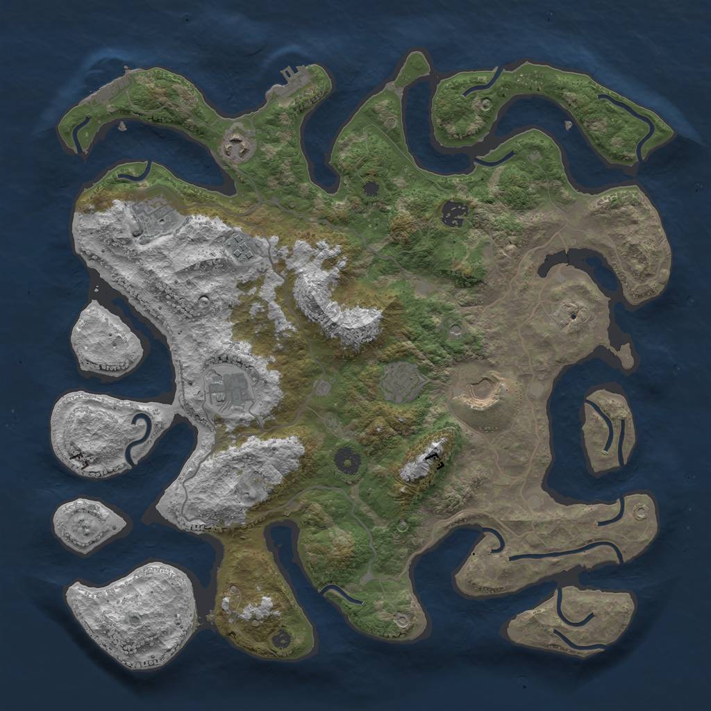 Rust Map: Procedural Map, Size: 4000, Seed: 174234, 12 Monuments