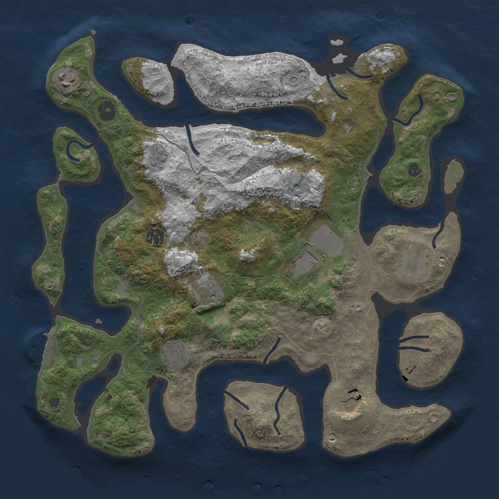 Rust Map: Procedural Map, Size: 4000, Seed: 452797, 12 Monuments