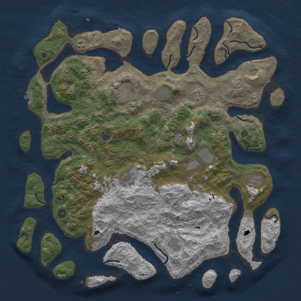 Rust Map: Procedural Map, Size: 5000, Seed: 56431, 16 Monuments