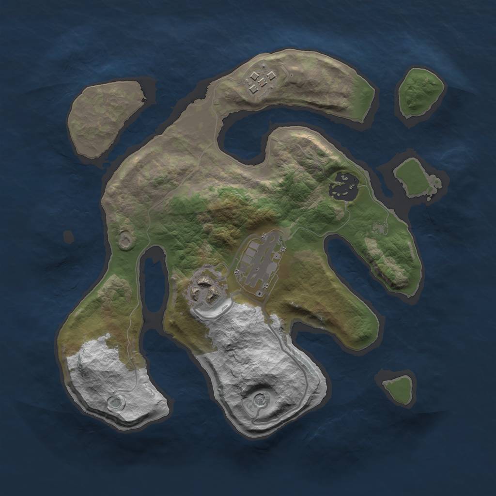 Rust Map: Barren, Size: 2500, Seed: 504802, 7 Monuments