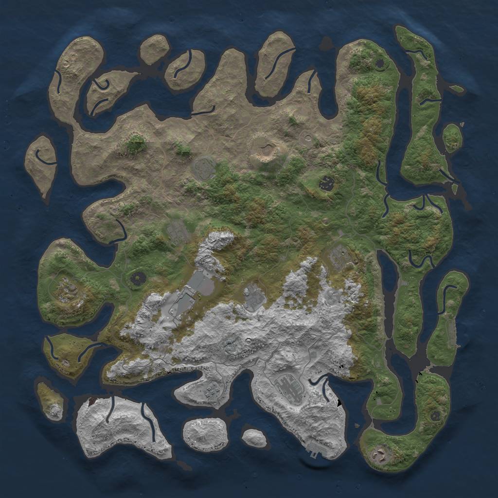 Rust Map: Procedural Map, Size: 5000, Seed: 21564, 16 Monuments