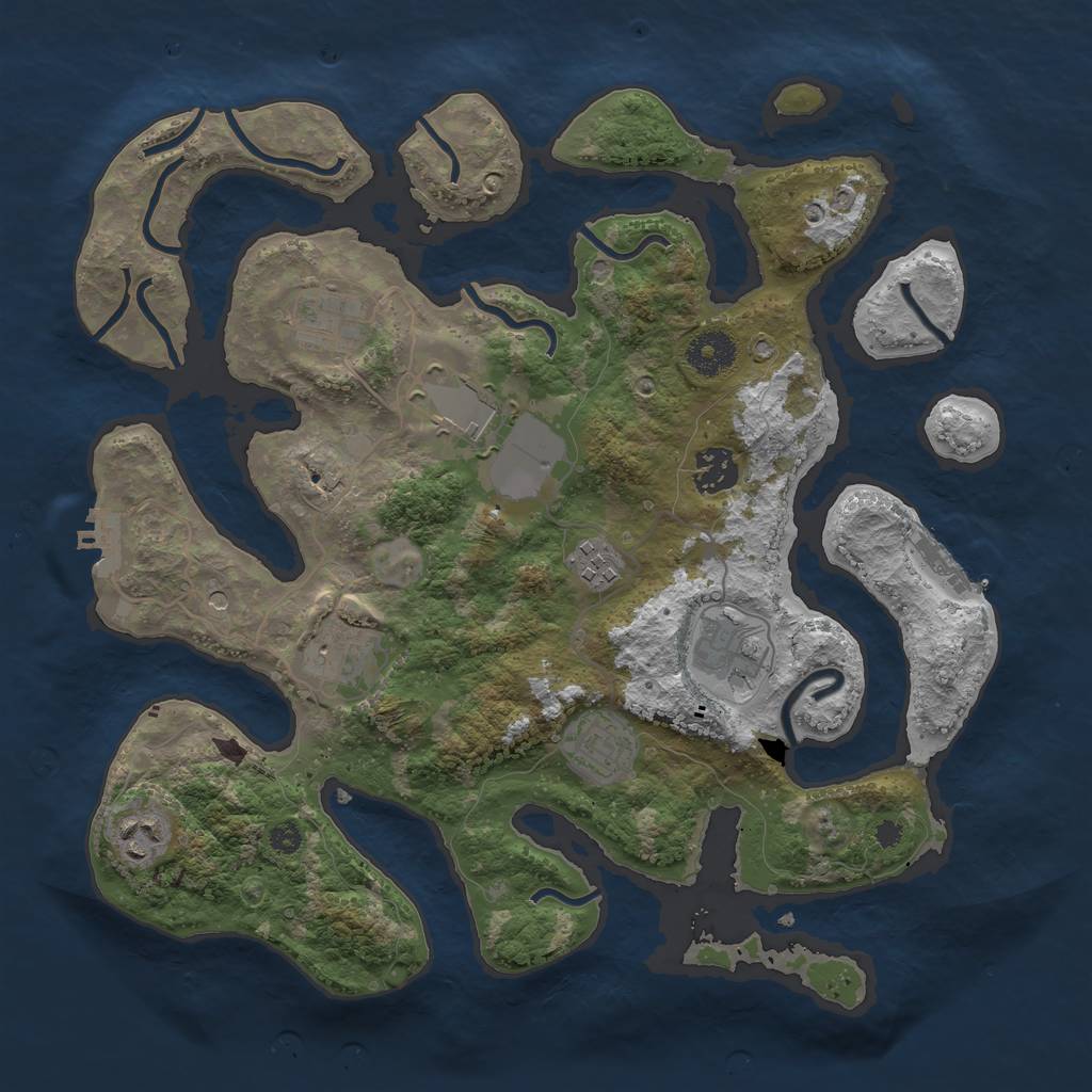 Rust Map: Procedural Map, Size: 3500, Seed: 1303194284, 13 Monuments