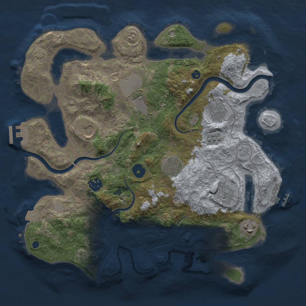 Rust Map: Procedural Map, Size: 3500, Seed: 1303194284, 14 Monuments