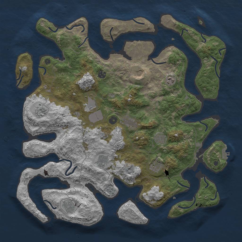 Rust Map: Procedural Map, Size: 4500, Seed: 7721, 15 Monuments