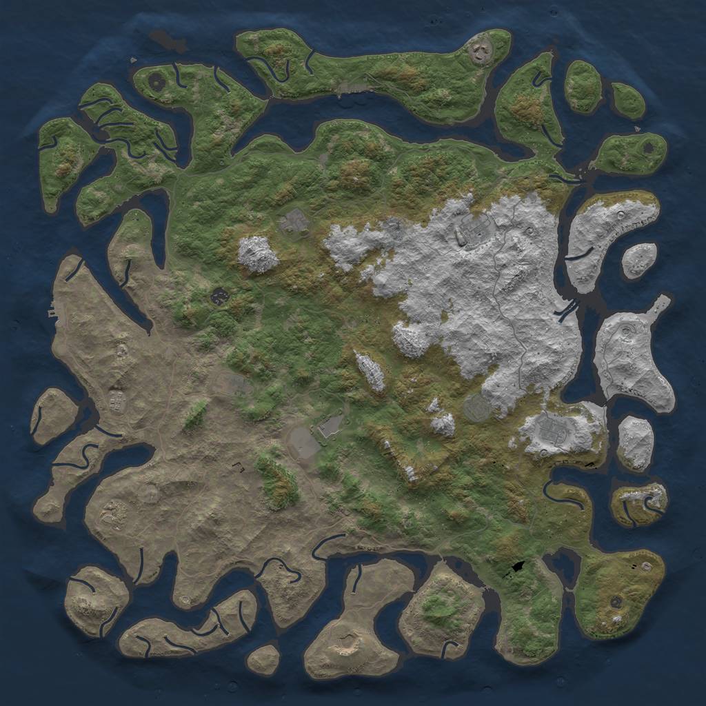 Rust Map: Procedural Map, Size: 6000, Seed: 7712, 16 Monuments